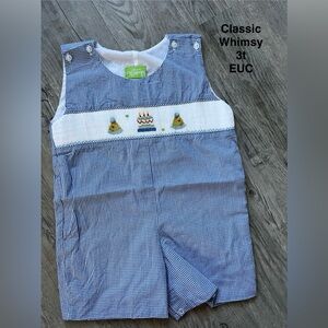 Smocked Birthday Jon Jon with gingham